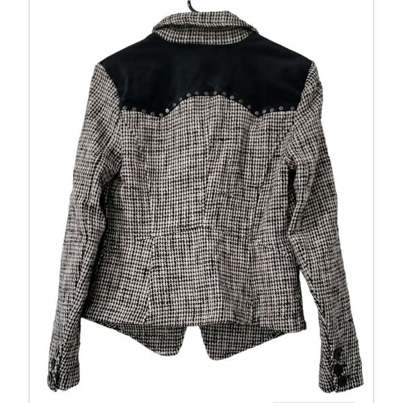 Free People Black White Houndstooth Rodeo Blazer Jacket - Picture 7 of 9